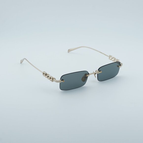 Gucci GG1808S 003 Sunglasses Gold Rectangle Frame, Grey Lenses